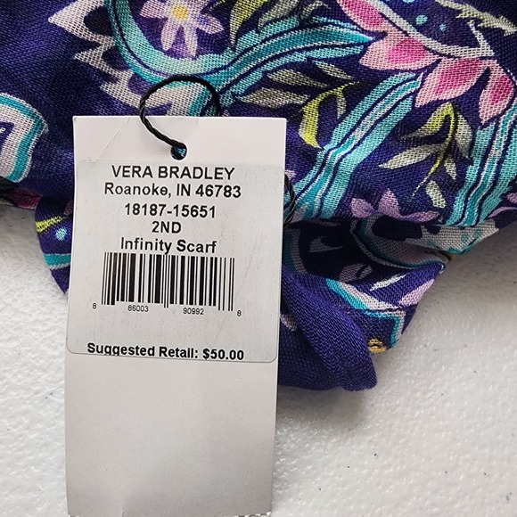 Vera Bradley Purple Floral Paisley Infinity Scarf Brand New With Tags - Picture 5 of 7